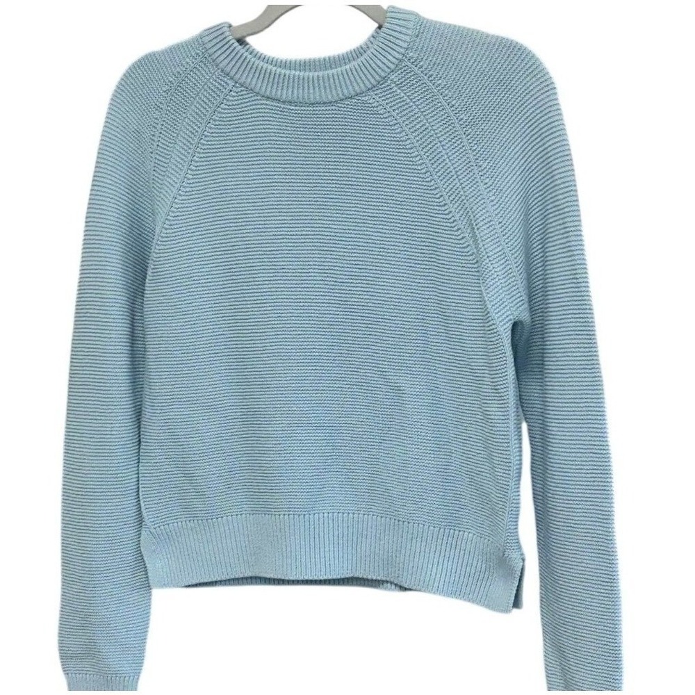 French Connection Light Blue‎ 100% Cotton Ribbed Crew Neck Sweater - XS- NWT